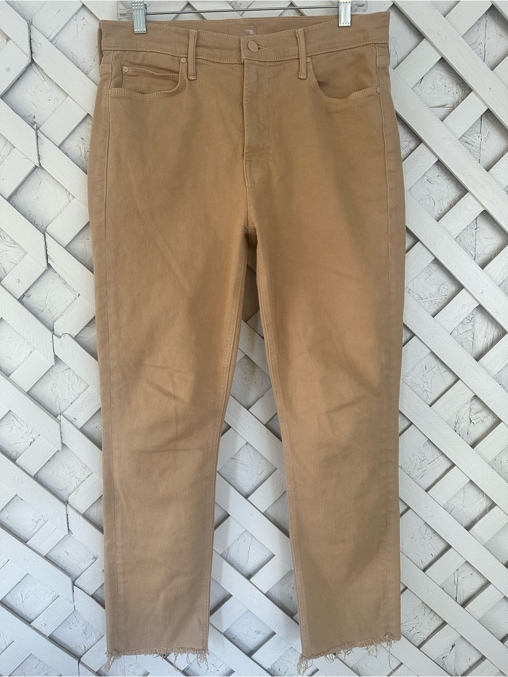 MOTHER Mid Rise Dazzler Ankle Fray Second Chance Sand Sz 32